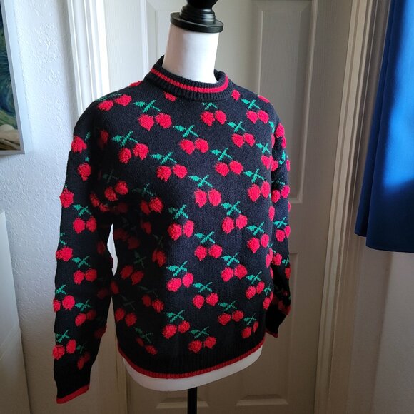Cherry sweater, soft , thick and with puffy cherry on it!  from SHEIN size S new - Picture 3 of 6